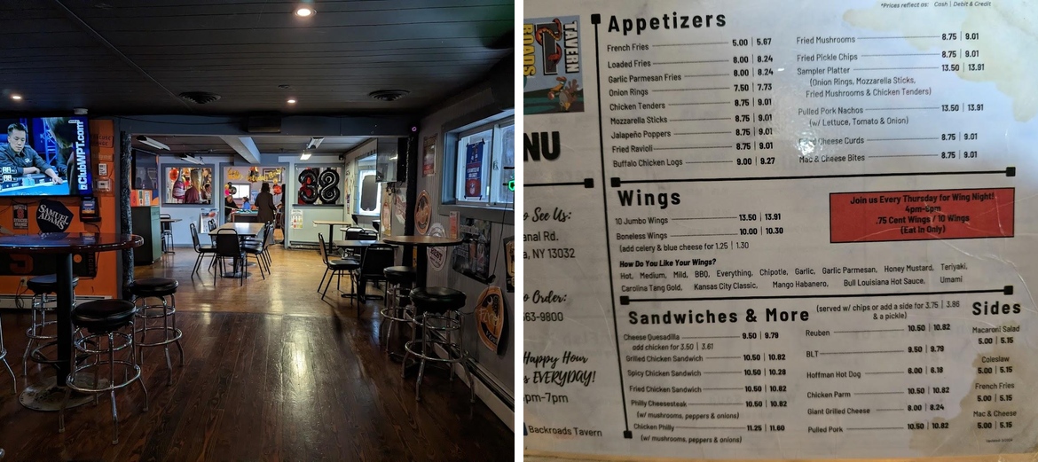 Back Roads Tavern Menu