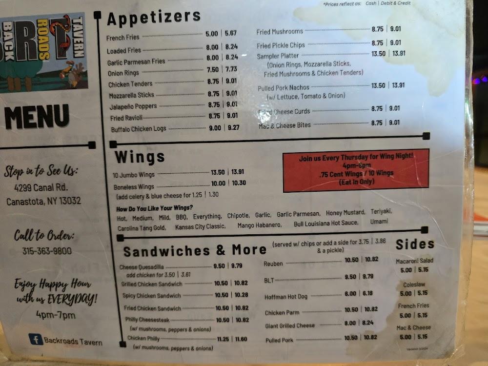 Back Roads Tavern Menu image 1